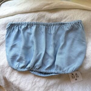 NWT BALIAWEAR baby dusty blue line blend strapless cropped top
